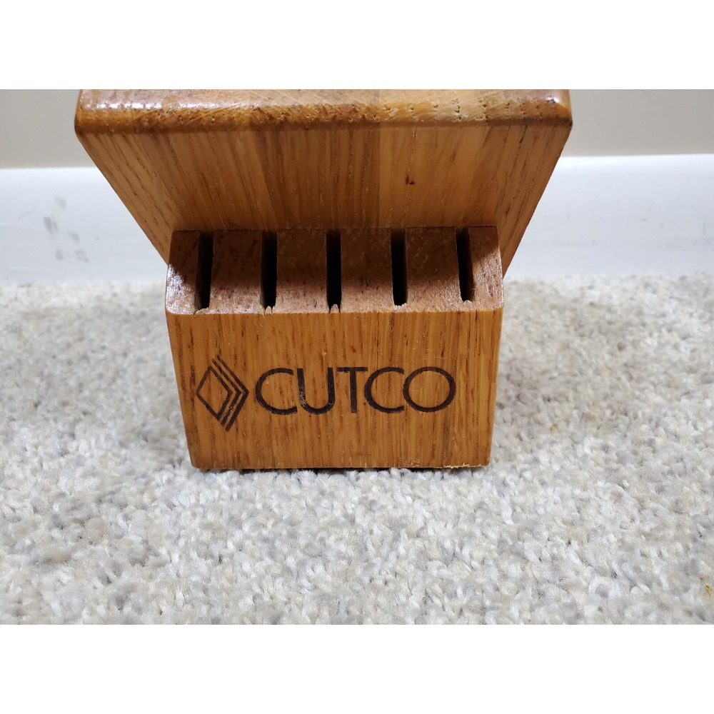 Cutco 10 Slot Knife Block Honey Oak Holds 9 Slot 1 Sharpener Hole Made in USA - Picture 5 of 7